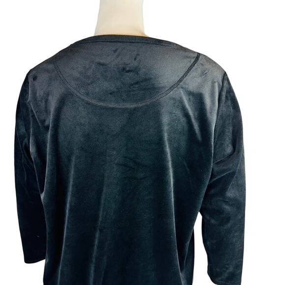 Calvin Klein Womans 1X Plus Blouse Stretch Velvet Velour Top Long Sleeve Black - Picture 8 of 9